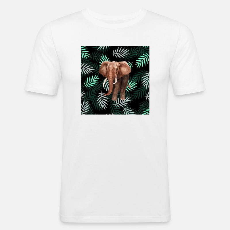Palmen-Muster, Elefant Palm Pattern, Elephant - Männer Slim Fit T-Shirt - Weiß