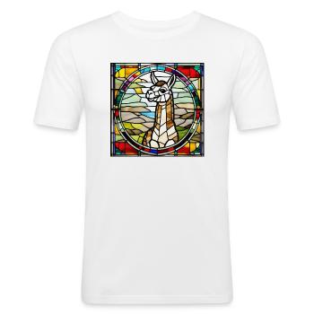 Llama in glass window design - Men's Slim Fit T-Shirt - white - Front - Nik (191cm)