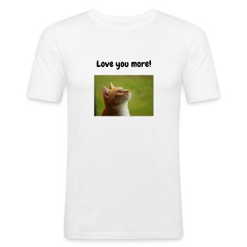 Ich liebe dich mehr! - Männer Slim Fit T-Shirt - Weiß - Vorne - Nik (191cm)