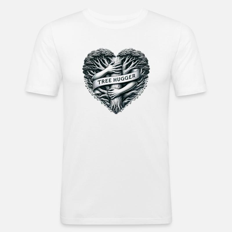 Tree Hugger - Männer Slim Fit T-Shirt - Weiß
