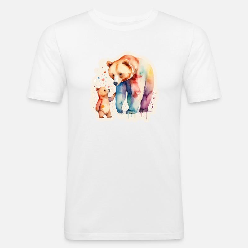 Eltern Kind Bär - Männer Slim Fit T-Shirt - Weiß