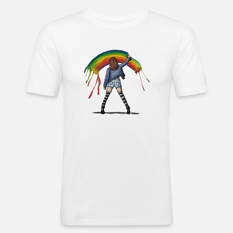 Rainbow Flow - Männer Slim Fit T-Shirt - Weiß