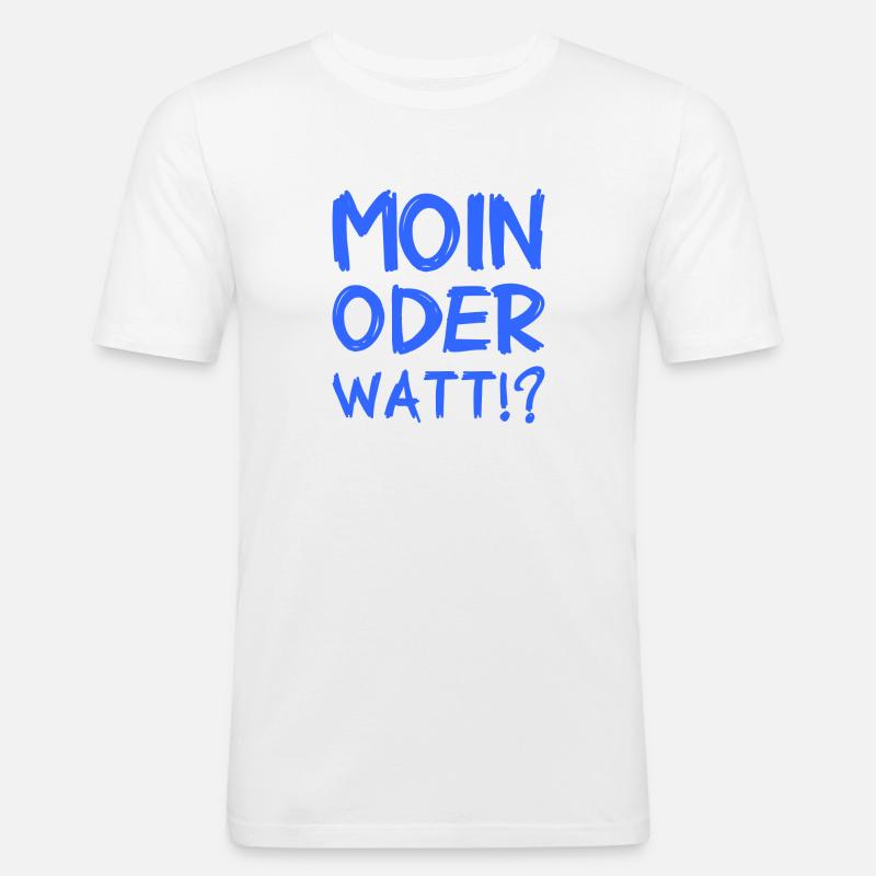 Moin oder Watt? - Männer Slim Fit T-Shirt - Weiß
