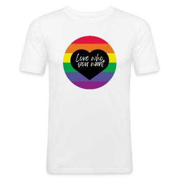 Love who you want - Rainbow - Men's Slim Fit T-Shirt - white - Front - Nik (191cm)