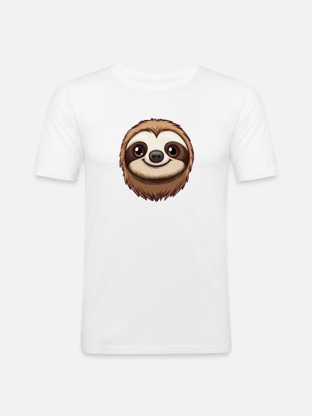 cute sloth - Männer Slim Fit T-Shirt - Weiß