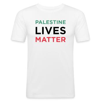 Palestine Lives Matter Drapeau Couleurs Design - T-shirt près du corps Homme - blanc - Devant - Nik (191cm)