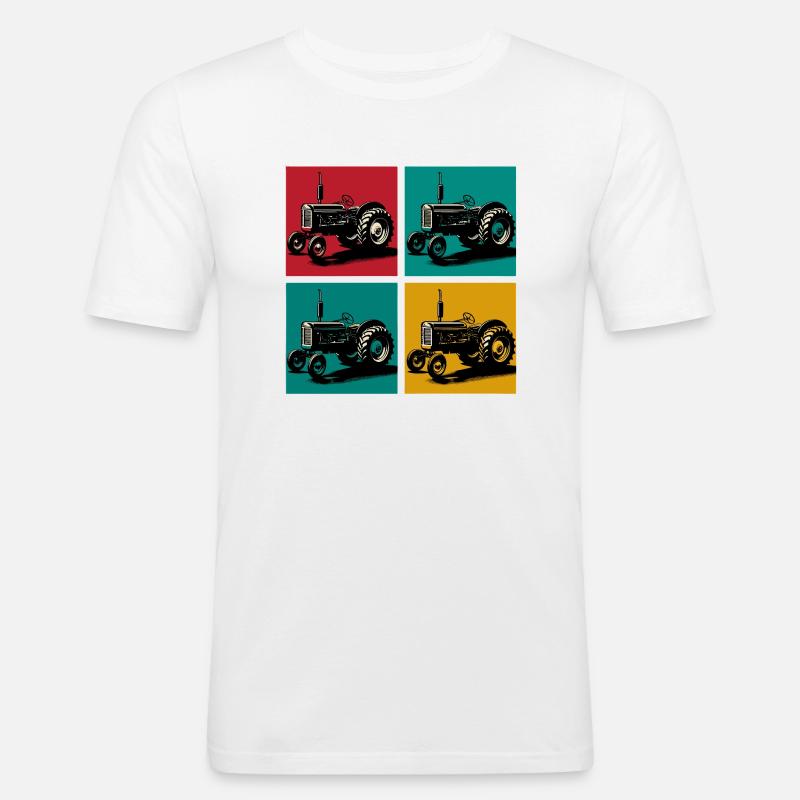 Retro-Oldtimer-Traktor - Männer Slim Fit T-Shirt - Weiß