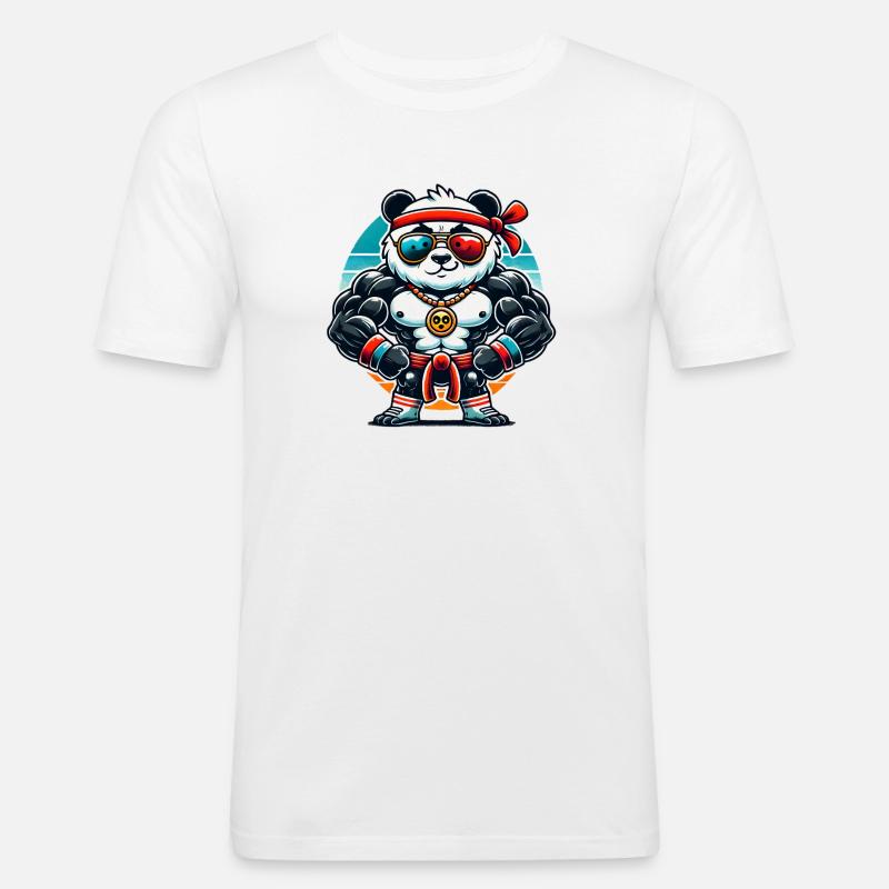 Strong Panda Power 💪🐼 - Männer Slim Fit T-Shirt - Weiß