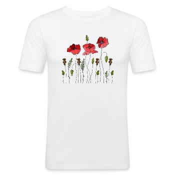 Blomster - Slim Fit T-skjorte for menn - hvit - Foran - Nik (191cm)