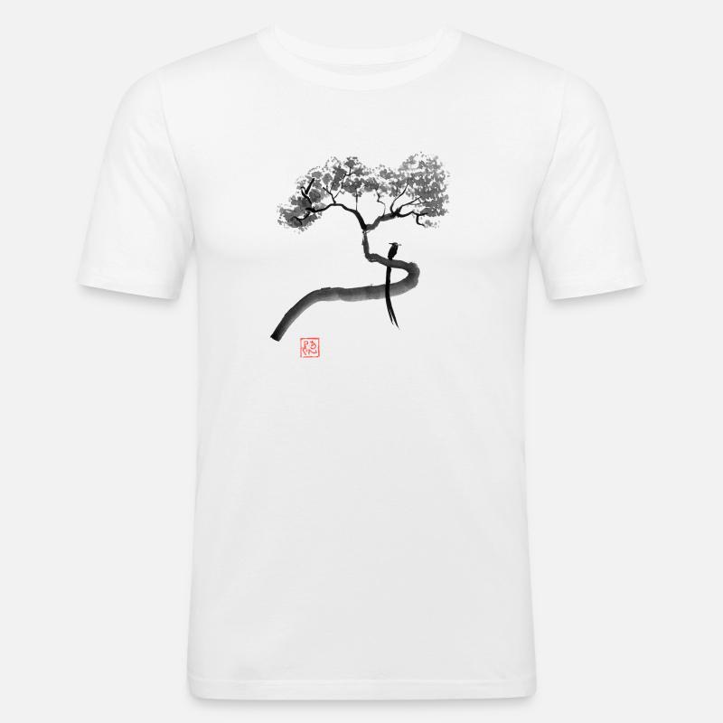 Chitrec in Tree - Men's Slim Fit T-Shirt - white