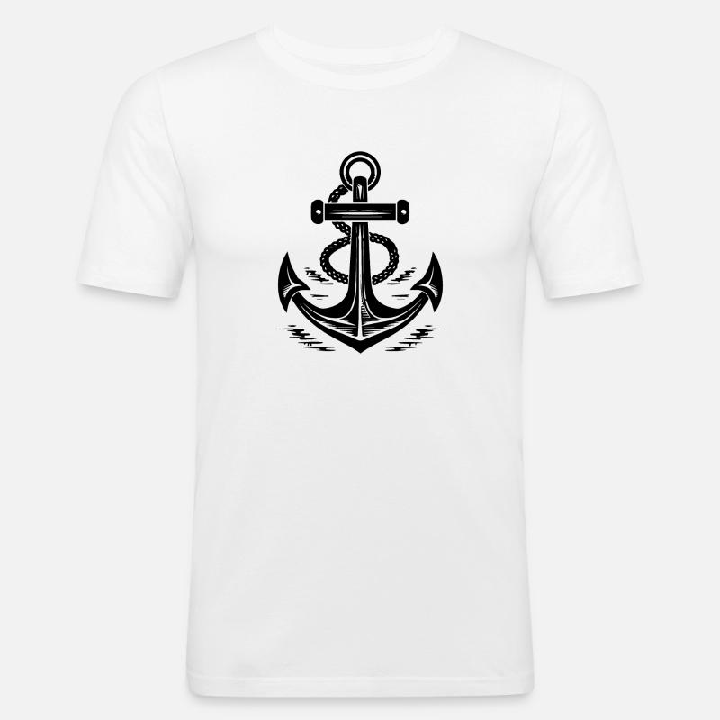 Anker Boot Schiff Nautik - Männer Slim Fit T-Shirt - Weiß