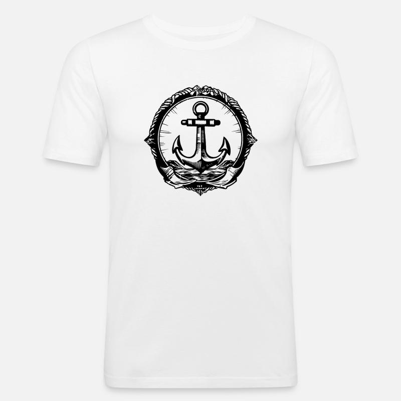Anker Boot Schiff Nautik - Männer Slim Fit T-Shirt - Weiß