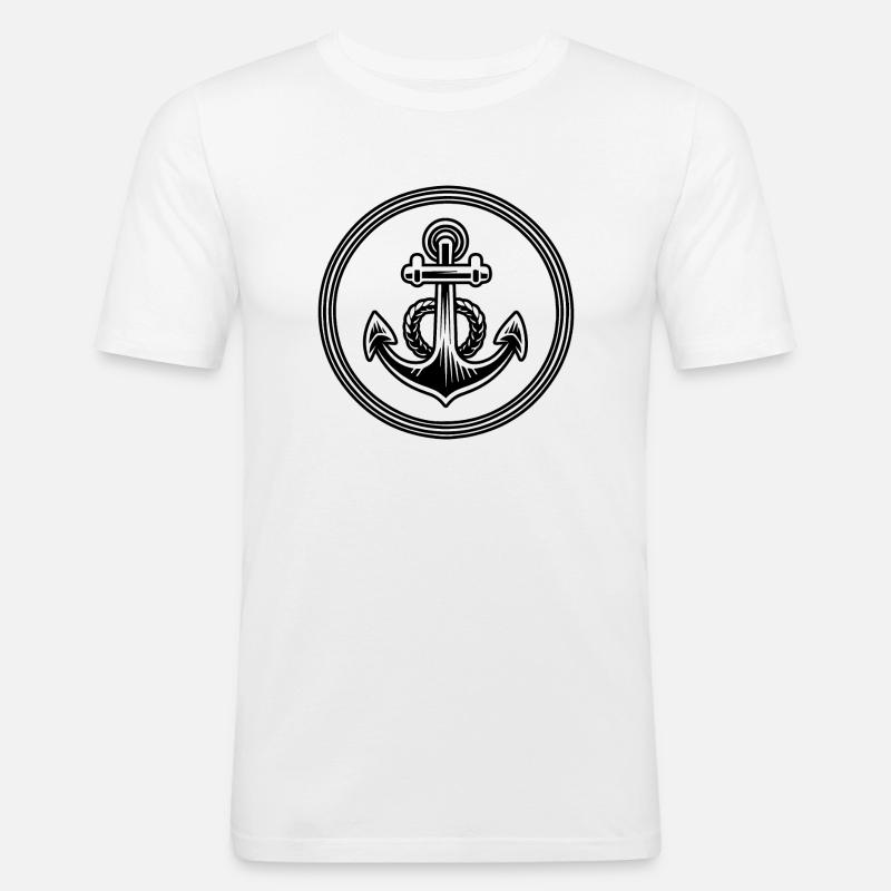 Anker Boot Schiff Nautik - Männer Slim Fit T-Shirt - Weiß