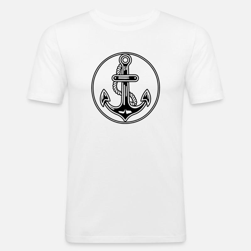 Anker Boot Schiff Nautik - Männer Slim Fit T-Shirt - Weiß