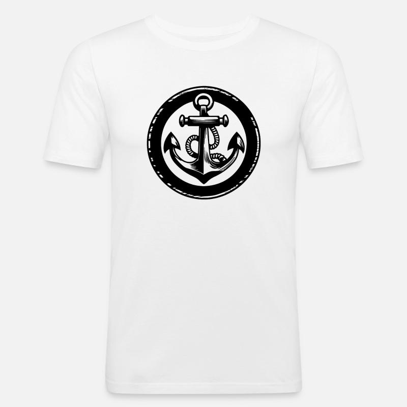 Anker Boot Schiff Nautik - Männer Slim Fit T-Shirt - Weiß