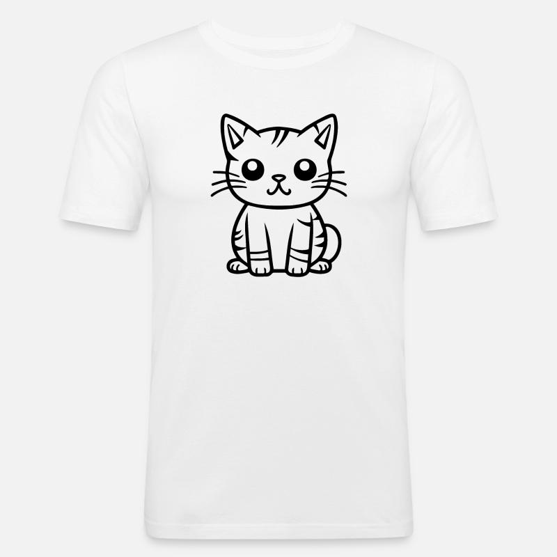 Katze Katzen Kätzchen Katzendame - Männer Slim Fit T-Shirt - Weiß