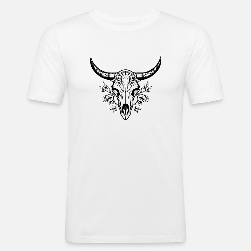 Kuh Schädel Boho - Männer Slim Fit T-Shirt - Weiß