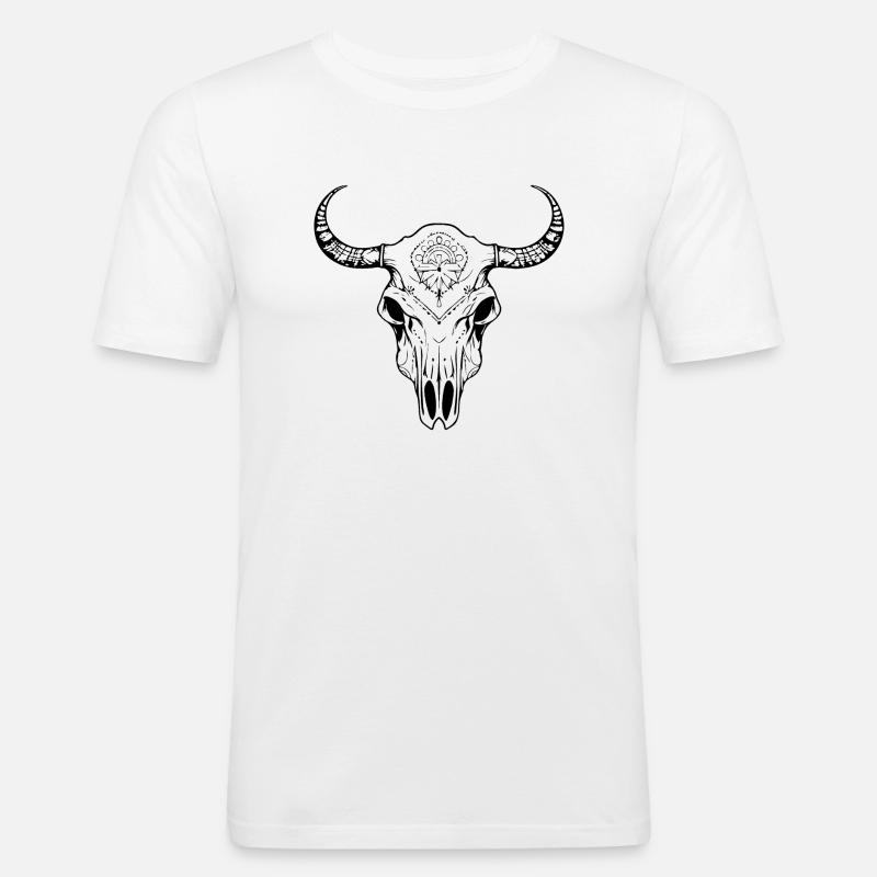 Kuh Schädel Boho - Männer Slim Fit T-Shirt - Weiß