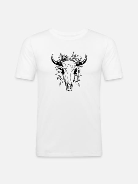 Cow Skull Boho - Men's Slim Fit T-Shirt - white