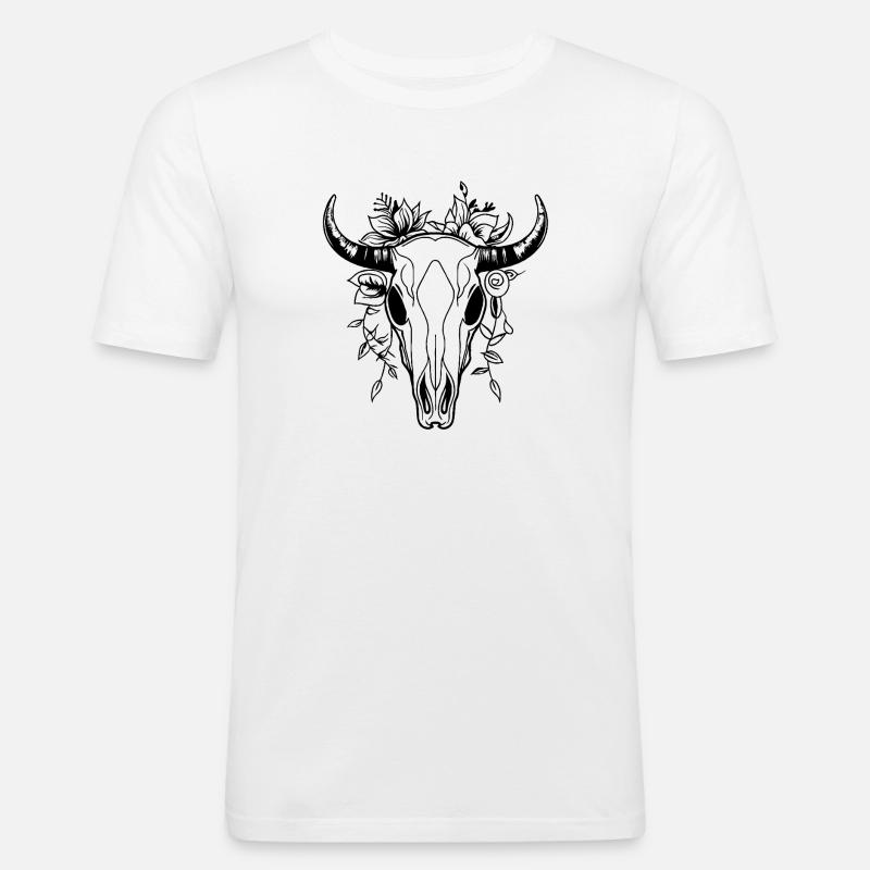Kuh Schädel Boho - Männer Slim Fit T-Shirt - Weiß