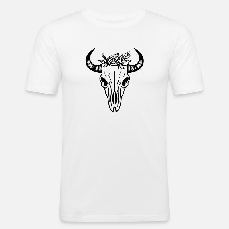 Kuh Schädel Boho - Männer Slim Fit T-Shirt - Weiß