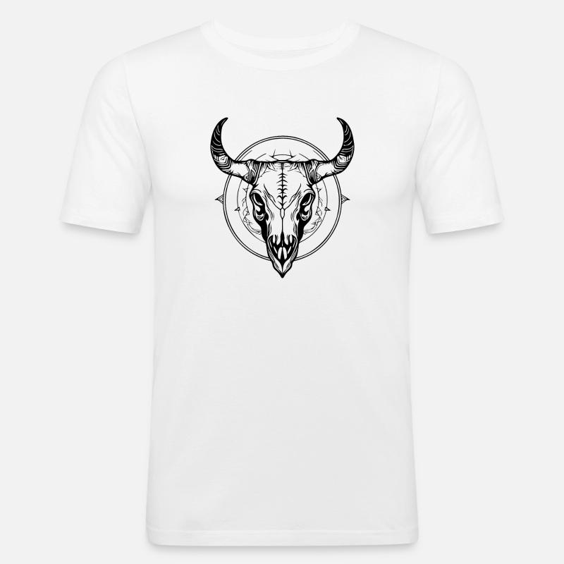 Kuh Schädel Boho - Männer Slim Fit T-Shirt - Weiß