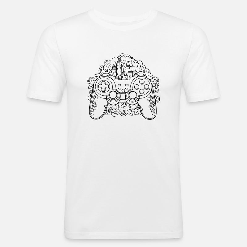 Controller Gaming Videospiele Gamepad - Männer Slim Fit T-Shirt - Weiß