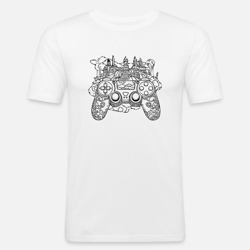Controller Gaming Videospiele Gamepad - Männer Slim Fit T-Shirt - Weiß