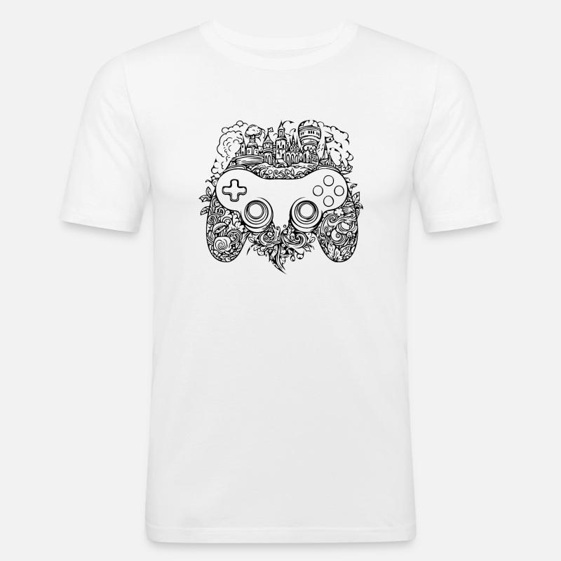 Controller Gaming Videospiele Gamepad - Männer Slim Fit T-Shirt - Weiß