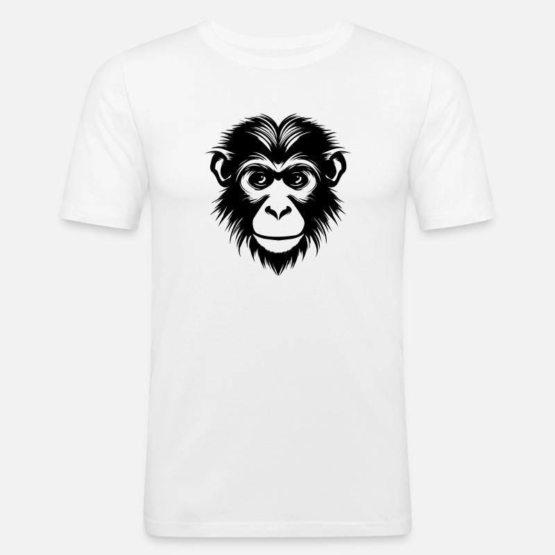 Affe Affen Affengesicht Dschungel - Männer Slim Fit T-Shirt - Weiß