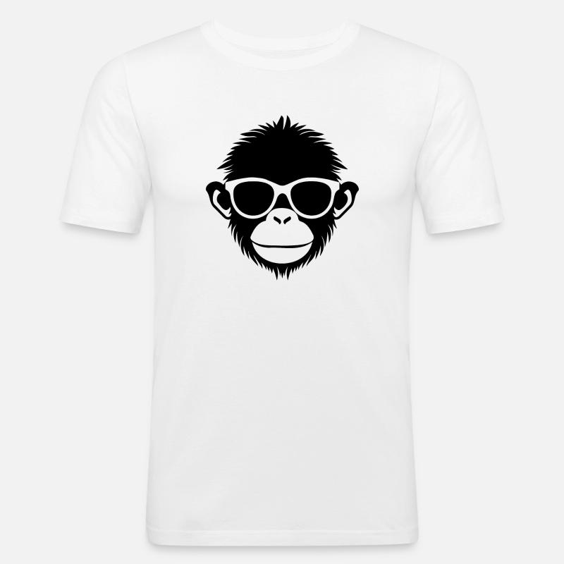 Affe Affen Affengesicht Dschungel - Männer Slim Fit T-Shirt - Weiß