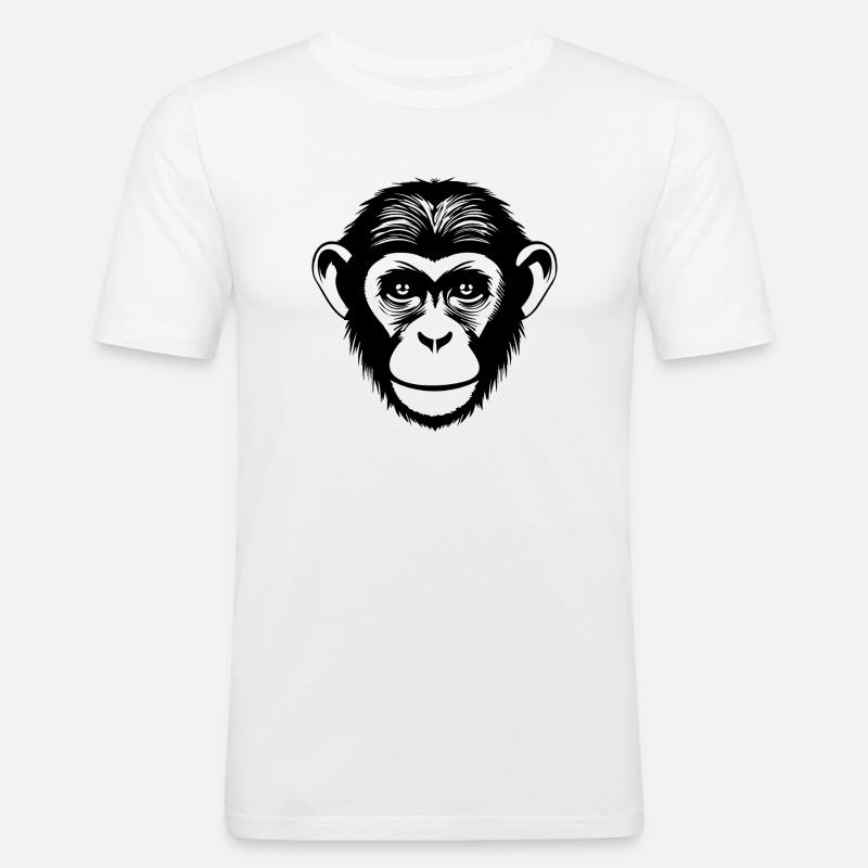 Affe Affen Affengesicht Dschungel - Männer Slim Fit T-Shirt - Weiß
