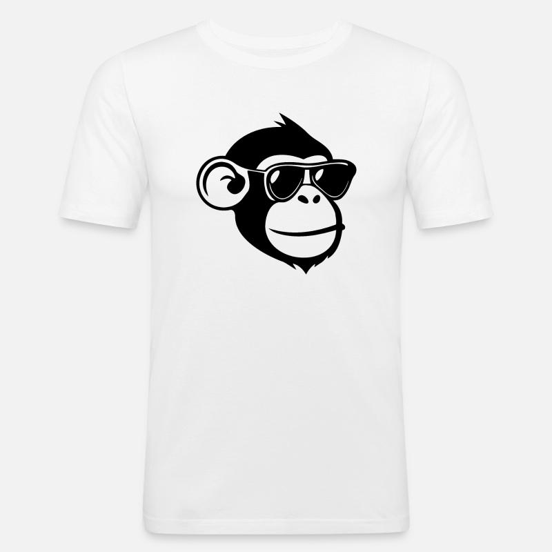 Affe Affen Affengesicht Dschungel - Männer Slim Fit T-Shirt - Weiß