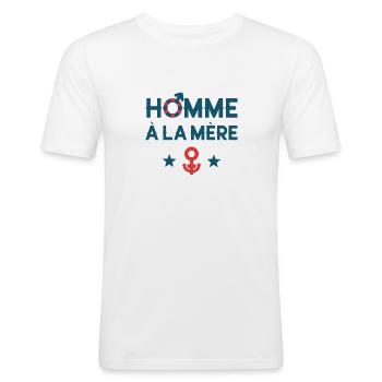 HOMME À LA MÈRE (couple) ! - T-shirt près du corps Homme - blanc - Devant - Nik (191cm)