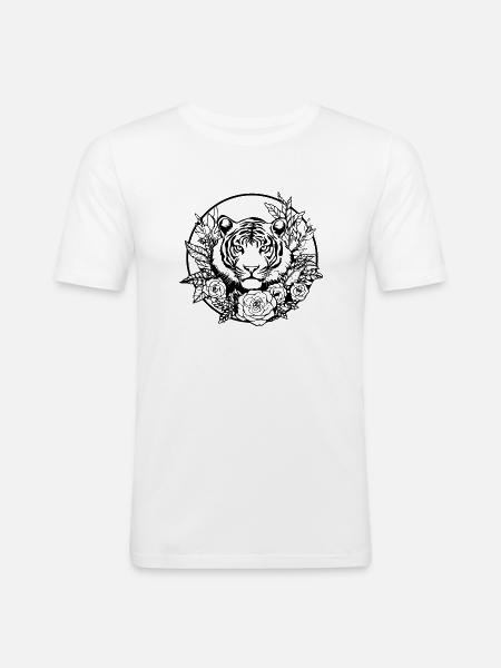 Tiger Raubkatze - Männer Slim Fit T-Shirt - Weiß