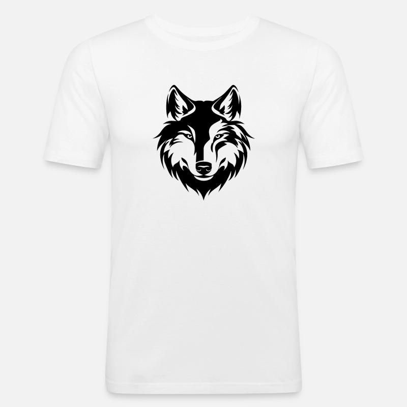 Wolf - Männer Slim Fit T-Shirt - Weiß