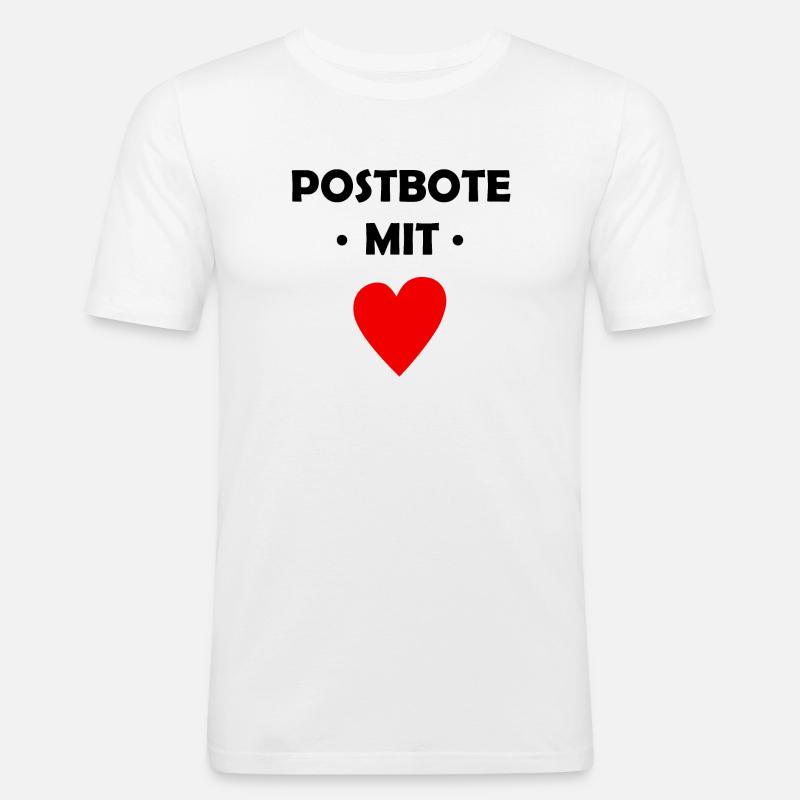 Postbote mit Herz - Post - Männer Slim Fit T-Shirt - Weiß