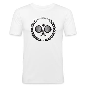 T-shirt de padel haut de gamme - T-shirt près du corps Homme - blanc - Devant - Nik (191cm)
