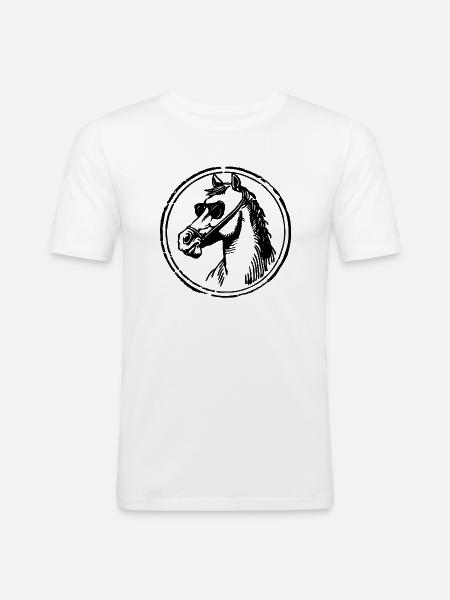 Pferd Pferde Pferdekopf - Männer Slim Fit T-Shirt - Weiß