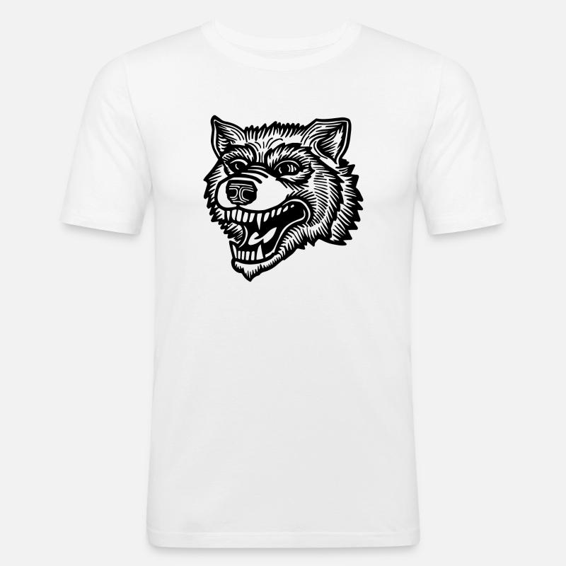 Wolf - Männer Slim Fit T-Shirt - Weiß