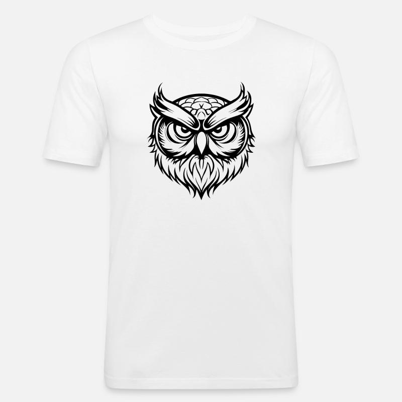 Eule - Männer Slim Fit T-Shirt - Weiß