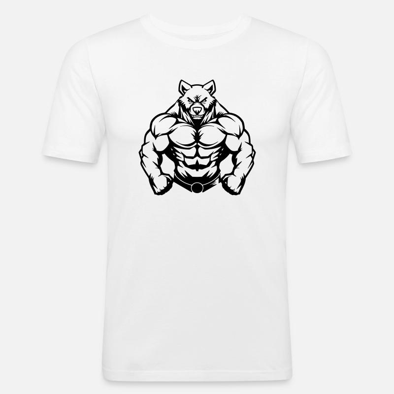 Bär Comic - Männer Slim Fit T-Shirt - Weiß