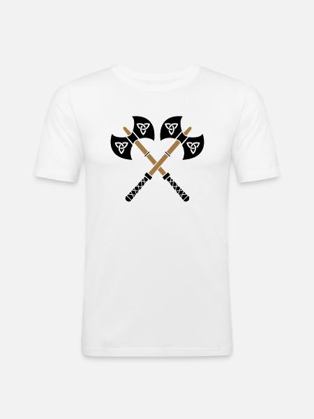 wikinger_aexte_02 - Männer Slim Fit T-Shirt - Weiß