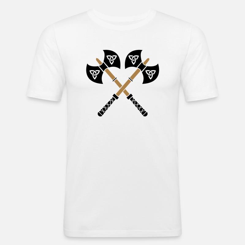 wikinger_aexte_02 - Männer Slim Fit T-Shirt - Weiß