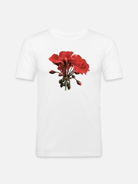 rote Geranium - Männer Slim Fit T-Shirt - Weiß