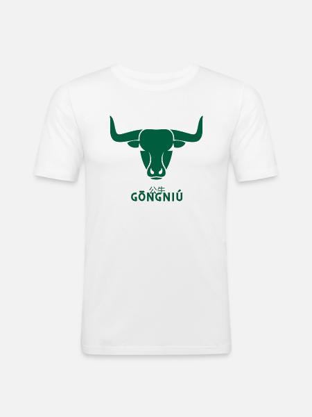 Stier-Sternzeichen-Logo-China-Schrift - Männer Slim Fit T-Shirt - Weiß