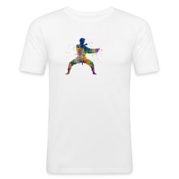 Karaté-art martial - T-shirt près du corps Homme - blanc - Devant - Nik (191cm)