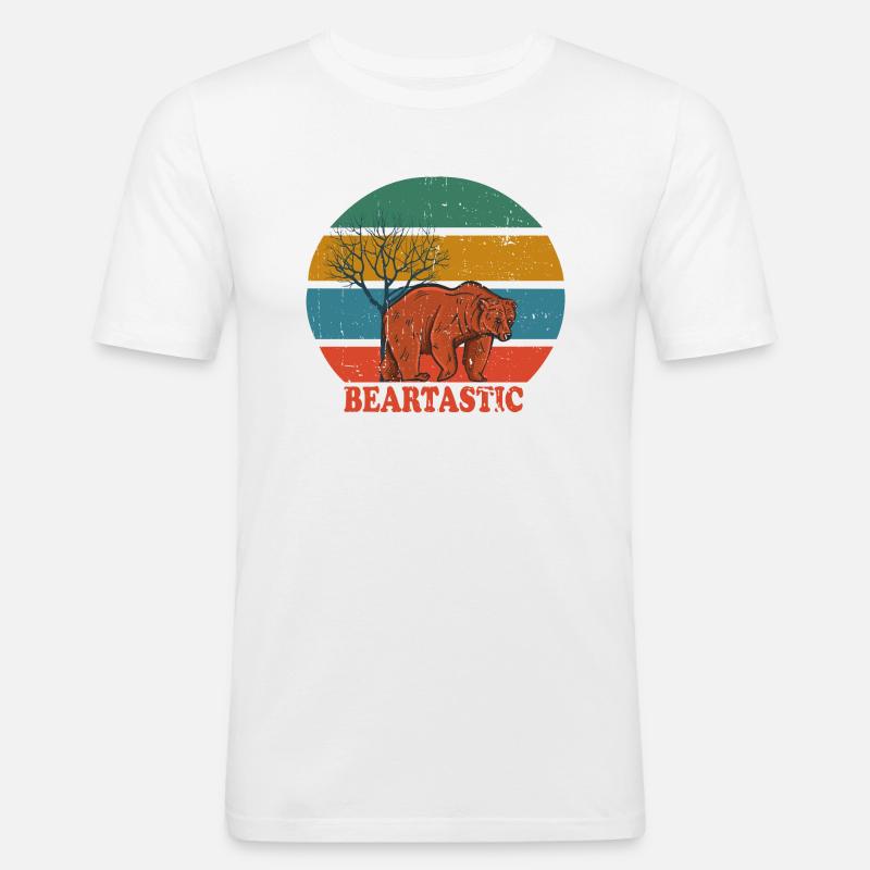 Retro Bear Beartastic - Männer Slim Fit T-Shirt - Weiß