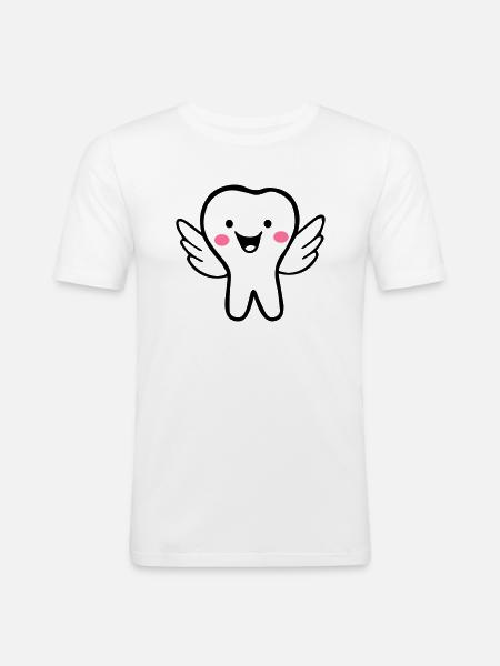 zahn lustig - Männer Slim Fit T-Shirt - Weiß