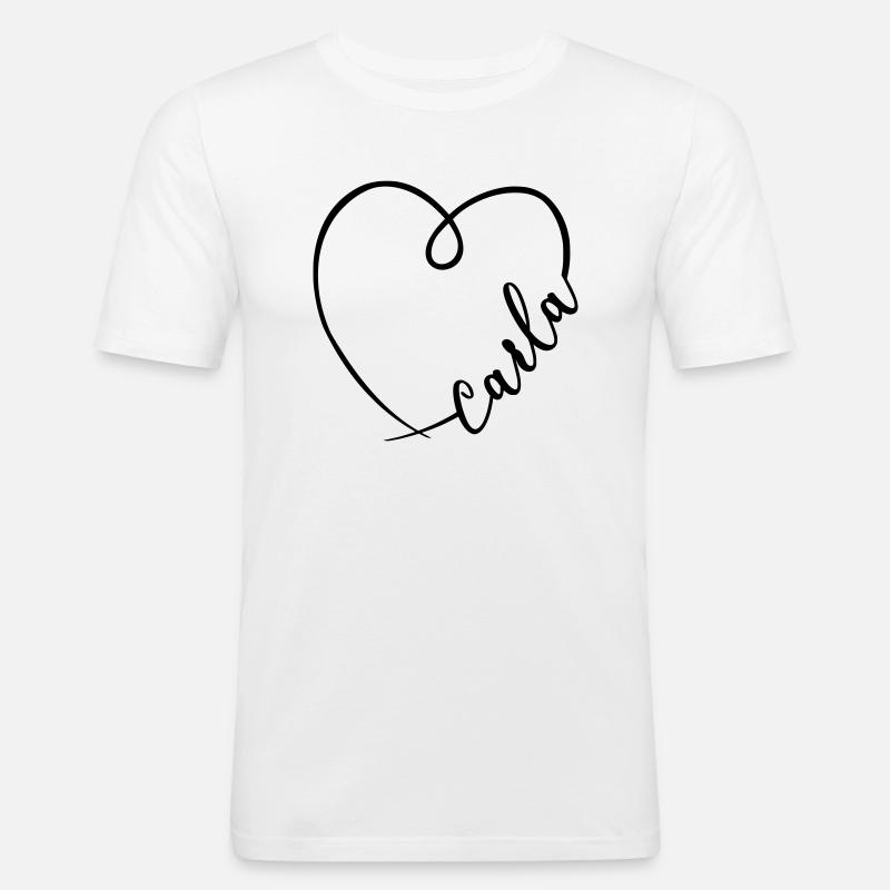 Carla navn kalligrafi hjerte - Slim Fit T-skjorte for menn - hvit